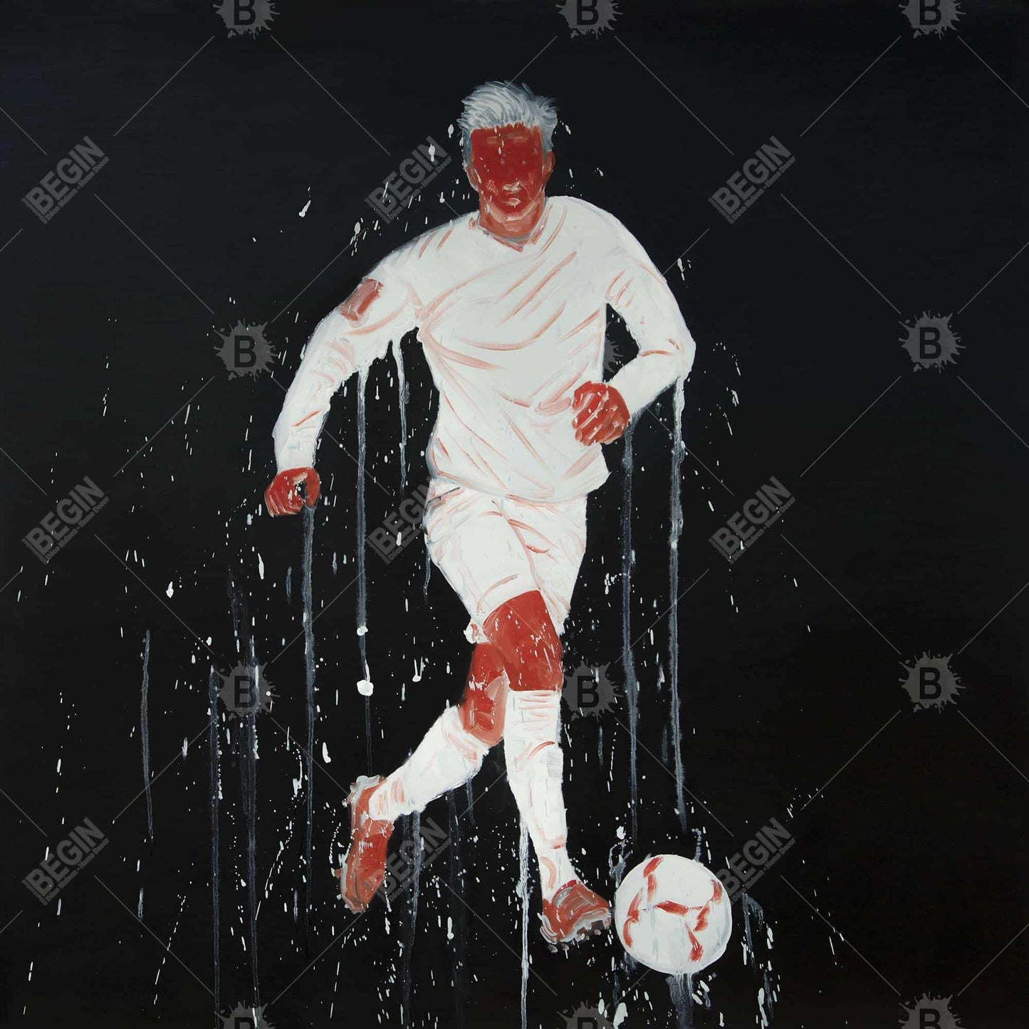 Toile encadrée moderne représentant un joueur de football | Décoration d'intérieur pour homme