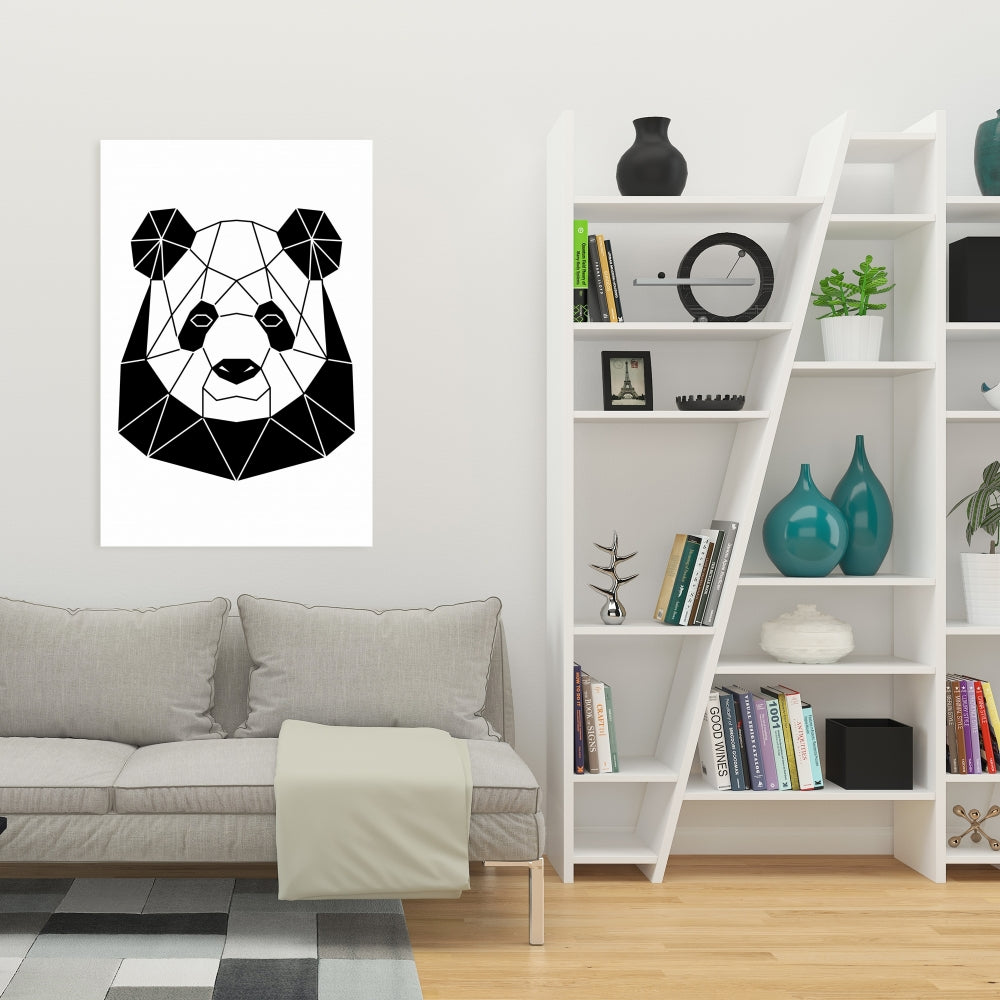 Geometric Panda Retro Animals White Canvas | Home Decor Art
