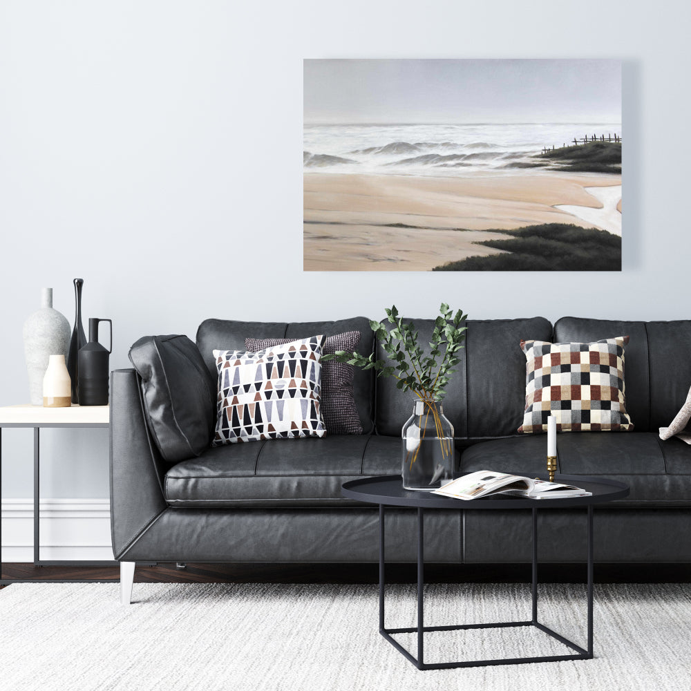 Cloudy at the Beach | Sea Beige Marine Canvas Home Decor