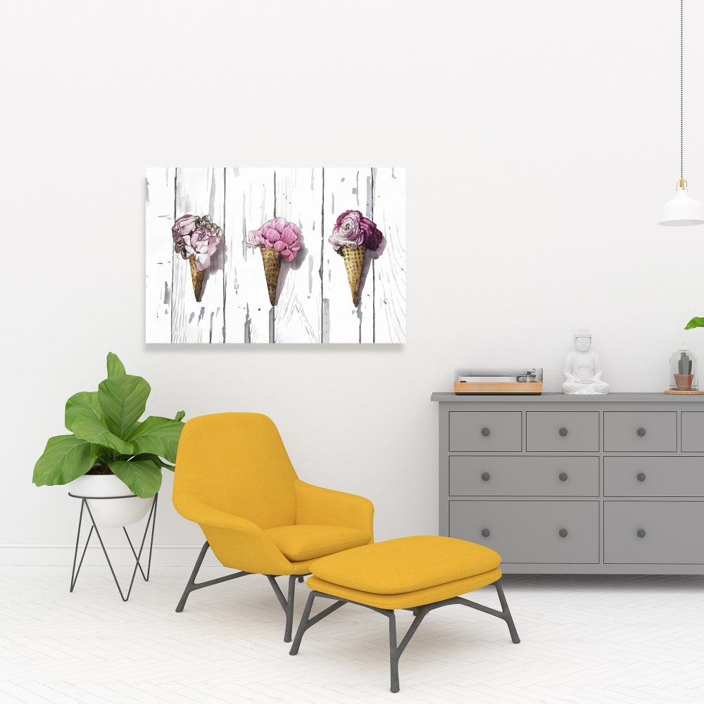 Peony Cones Pink Canvas - Flowers Bedroom Wall Art Decor