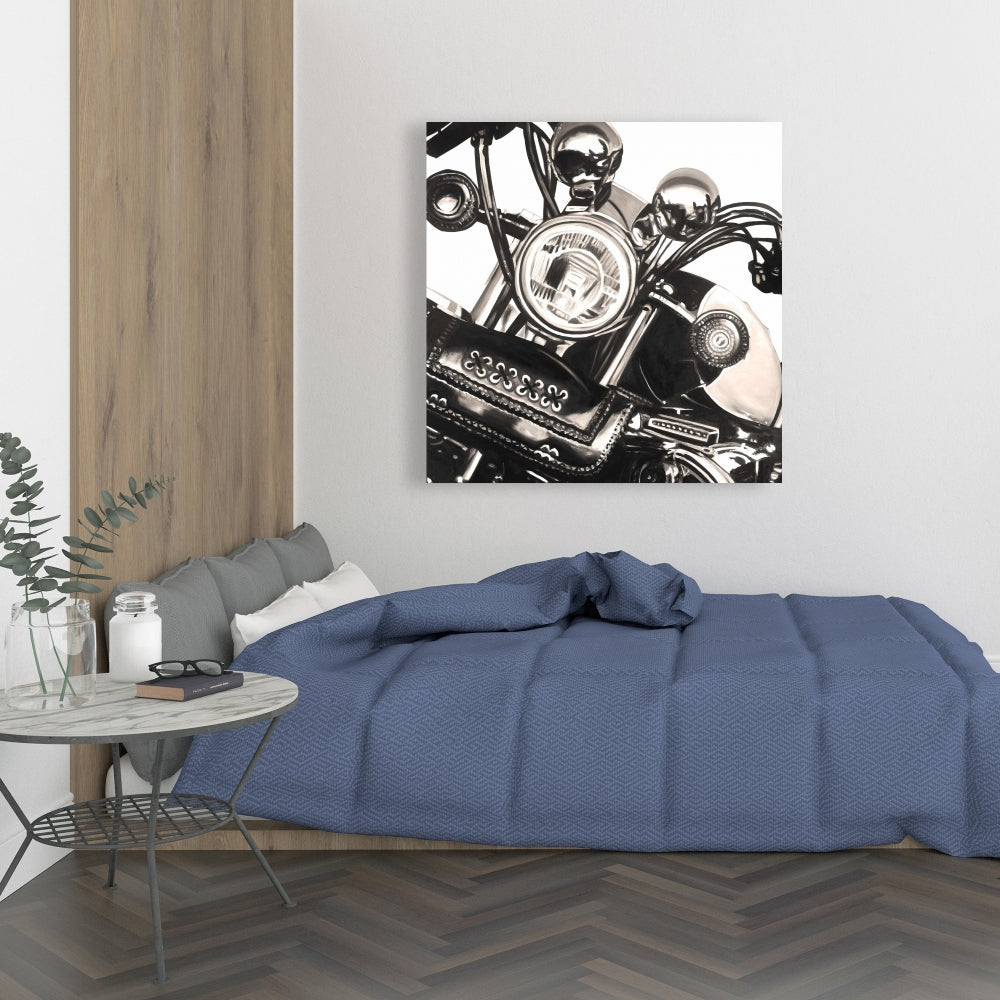 Realistic Sepia Motorcycle Canvas | Beige Home Decor Art