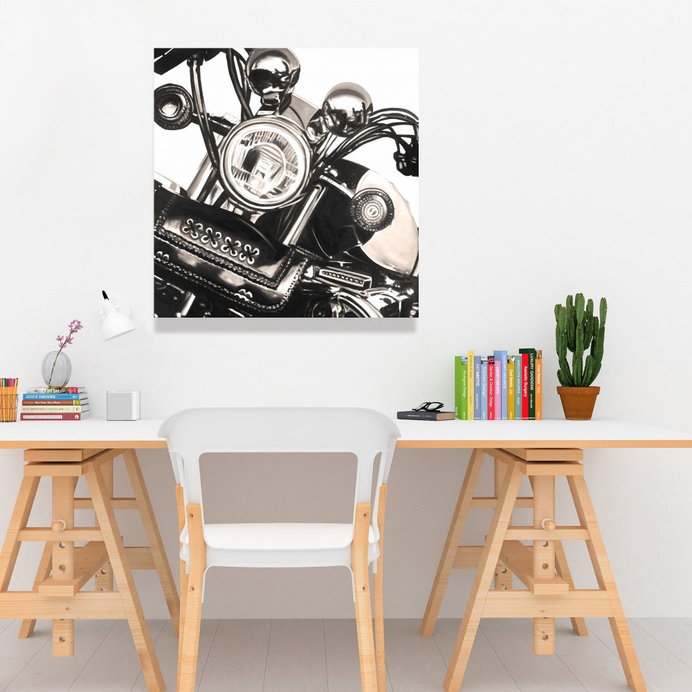 Realistic Sepia Motorcycle Canvas | Beige Home Decor Art