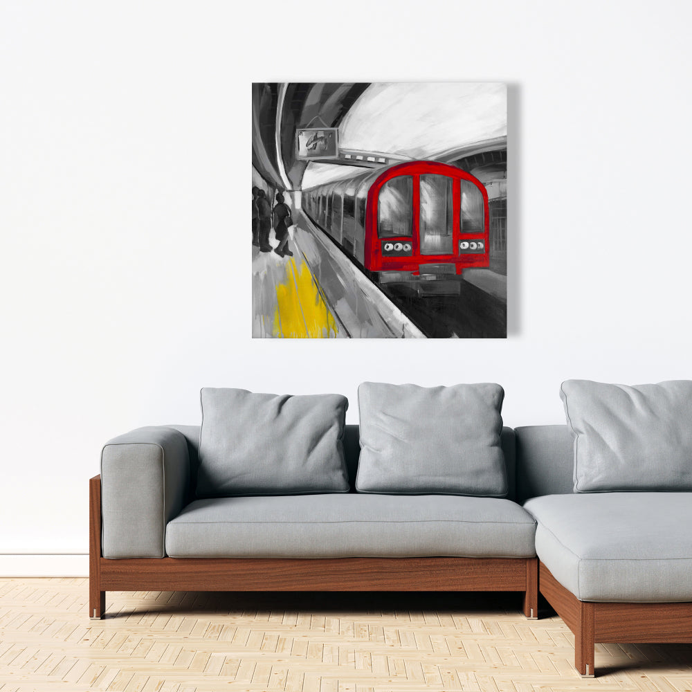 Waiting Subway Canvas | Industrial Train Art for Man Cave Decor