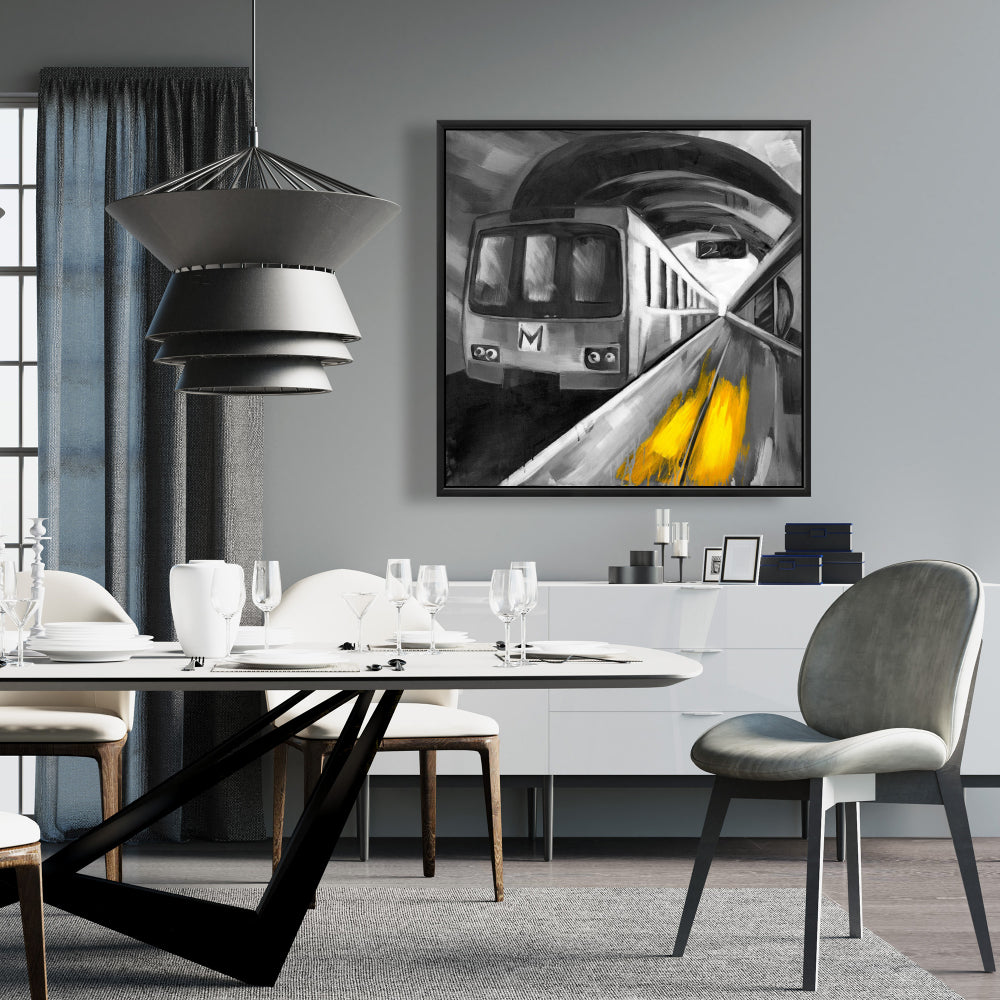 Toile « Train urbain » | Décoration d'intérieur industrielle encadrée