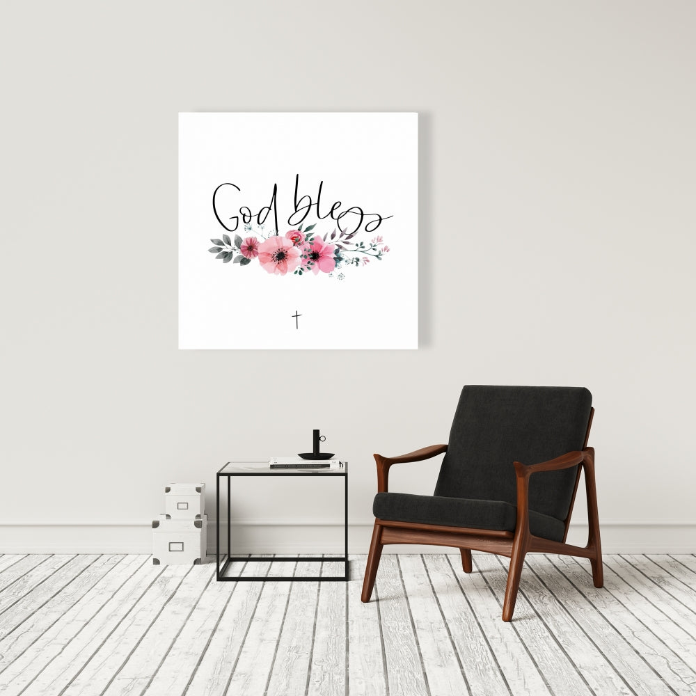 God Bless Spiritual Bedroom Leaves Canvas | Home Decor Art