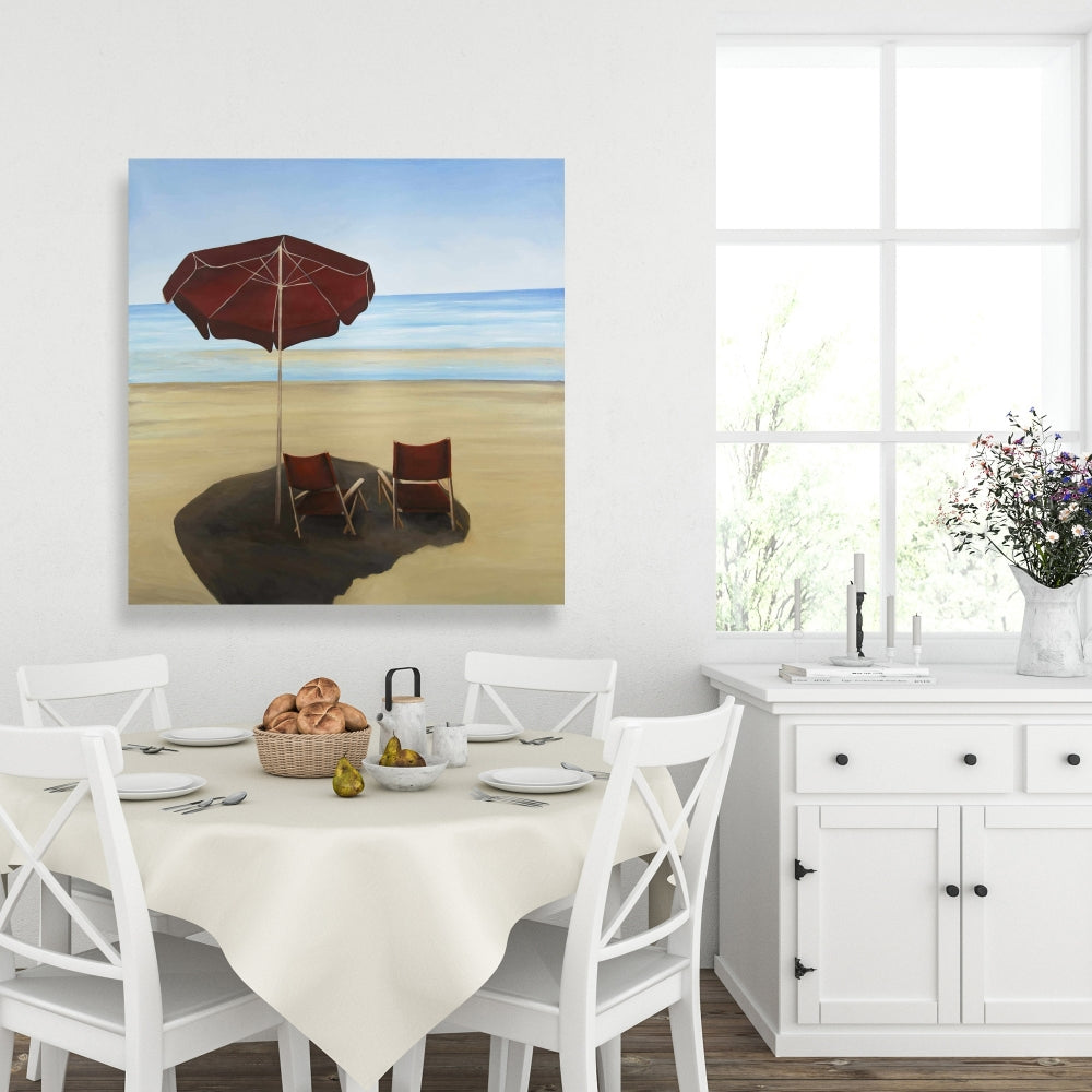 Coastal Sea Red Canvas - Relax at the Beach Home Decor