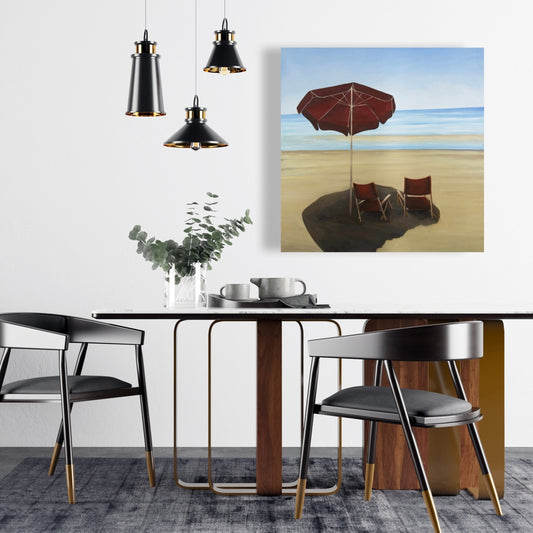 Coastal Sea Red Canvas - Relax at the Beach Home Decor