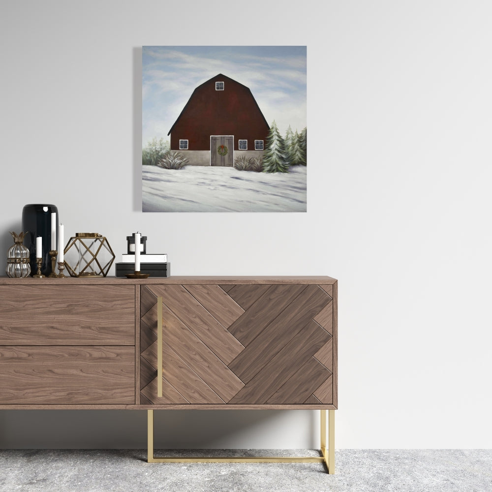 Toile « Ferme d'hiver : Arbres blancs » | Décoration murale
