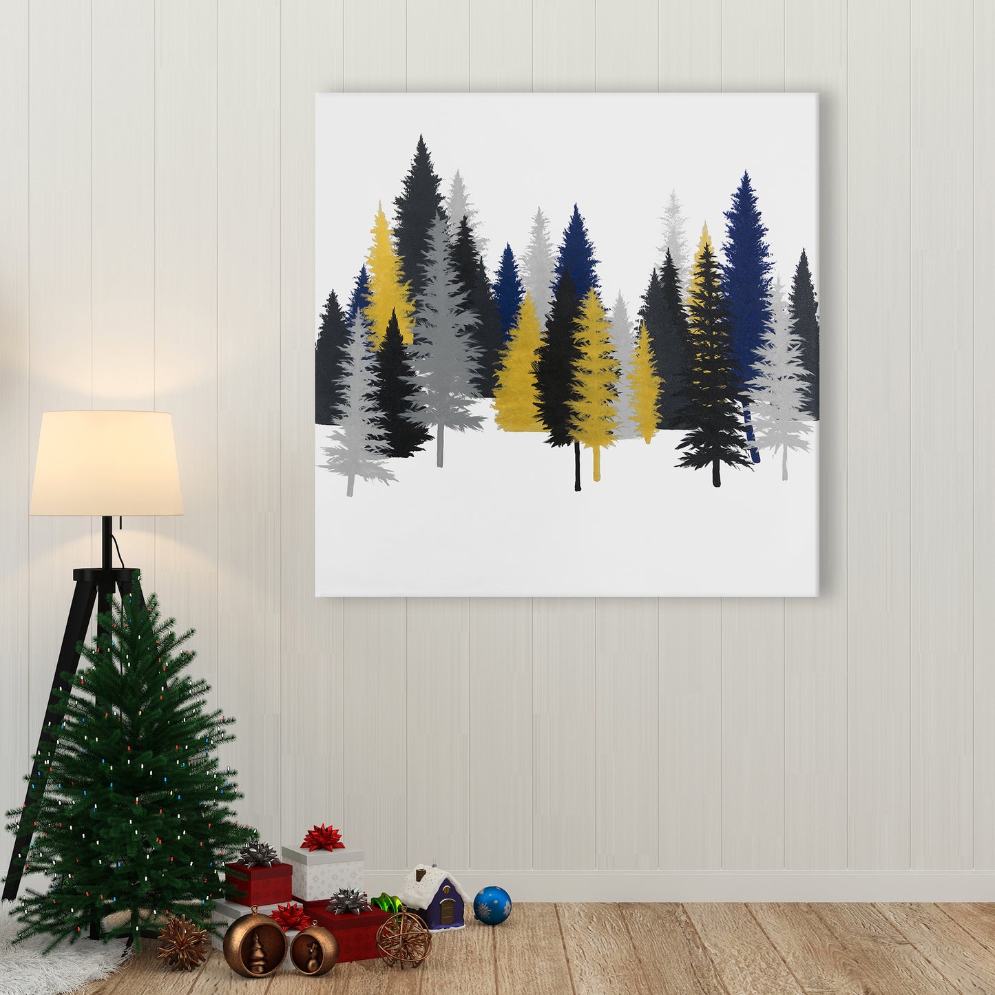 Golden Fir Canvas - Blue Holidays Rustic Home Decor Wall Art