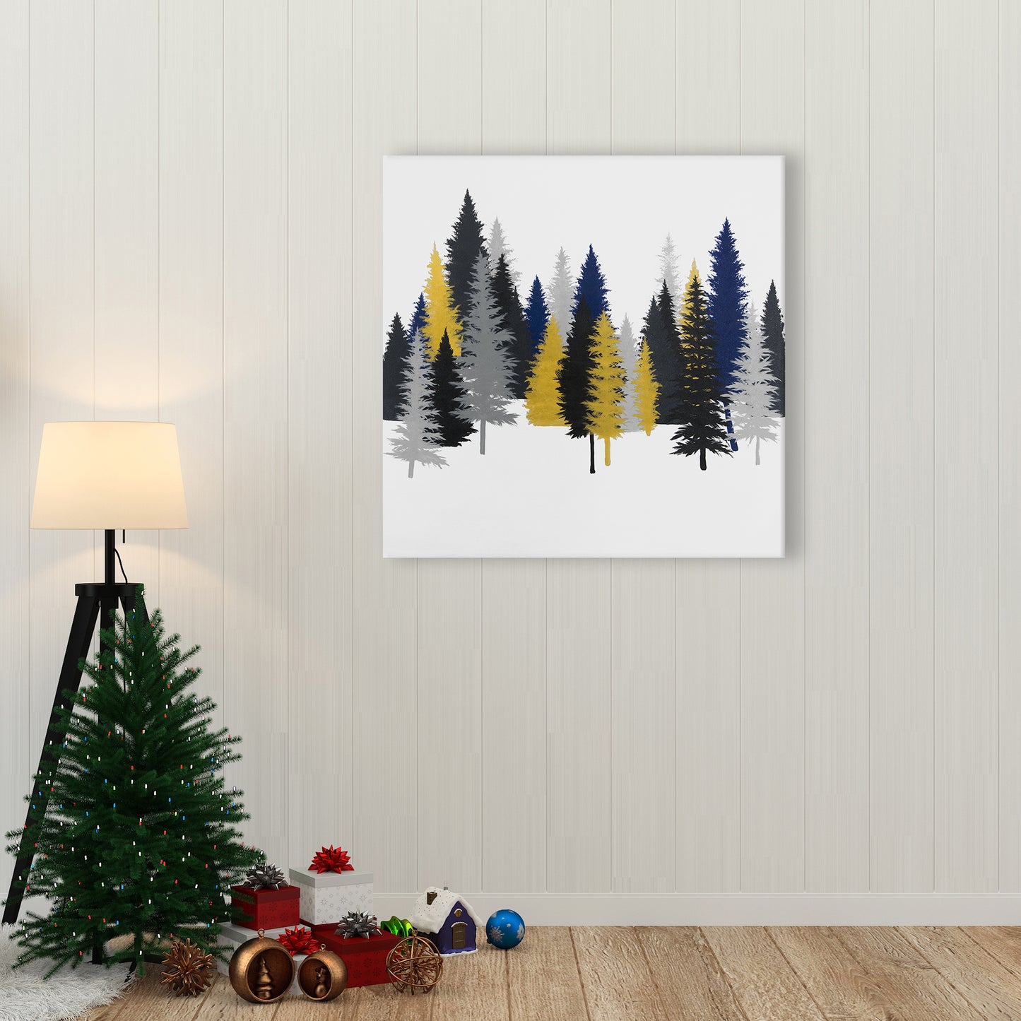Golden Fir Canvas - Blue Holidays Rustic Home Decor Wall Art