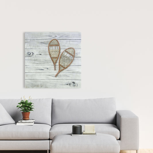 Rustic Brown Snowshoes Canvas - Perfect Living Room Decor