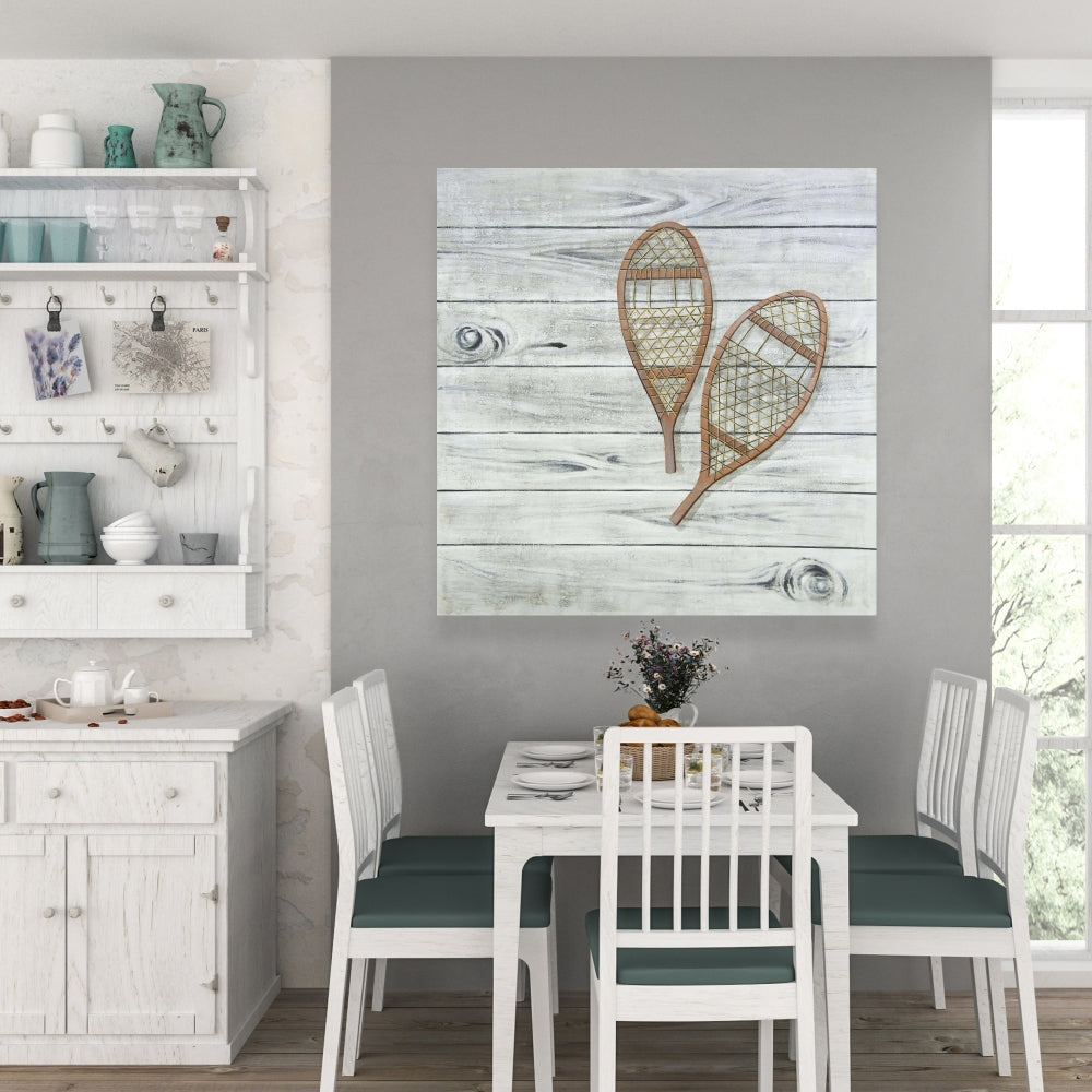 Rustic Brown Snowshoes Canvas - Perfect Living Room Decor