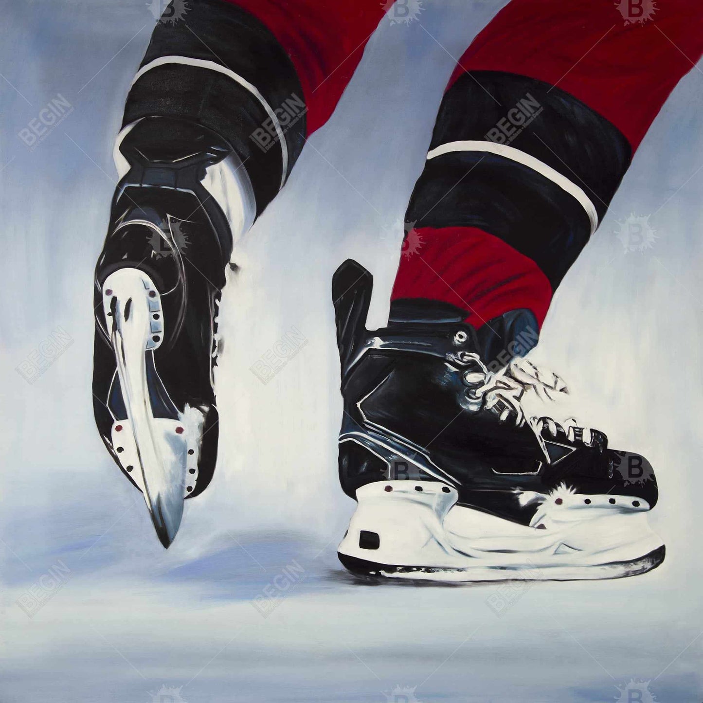 Hockey Player Man Cave Canvas - Sports Shoes Decor for Home