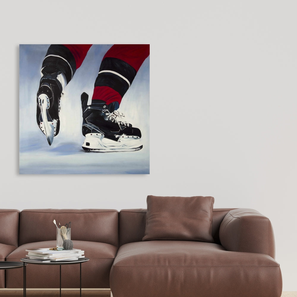 Hockey Player Man Cave Canvas - Sports Shoes Decor for Home