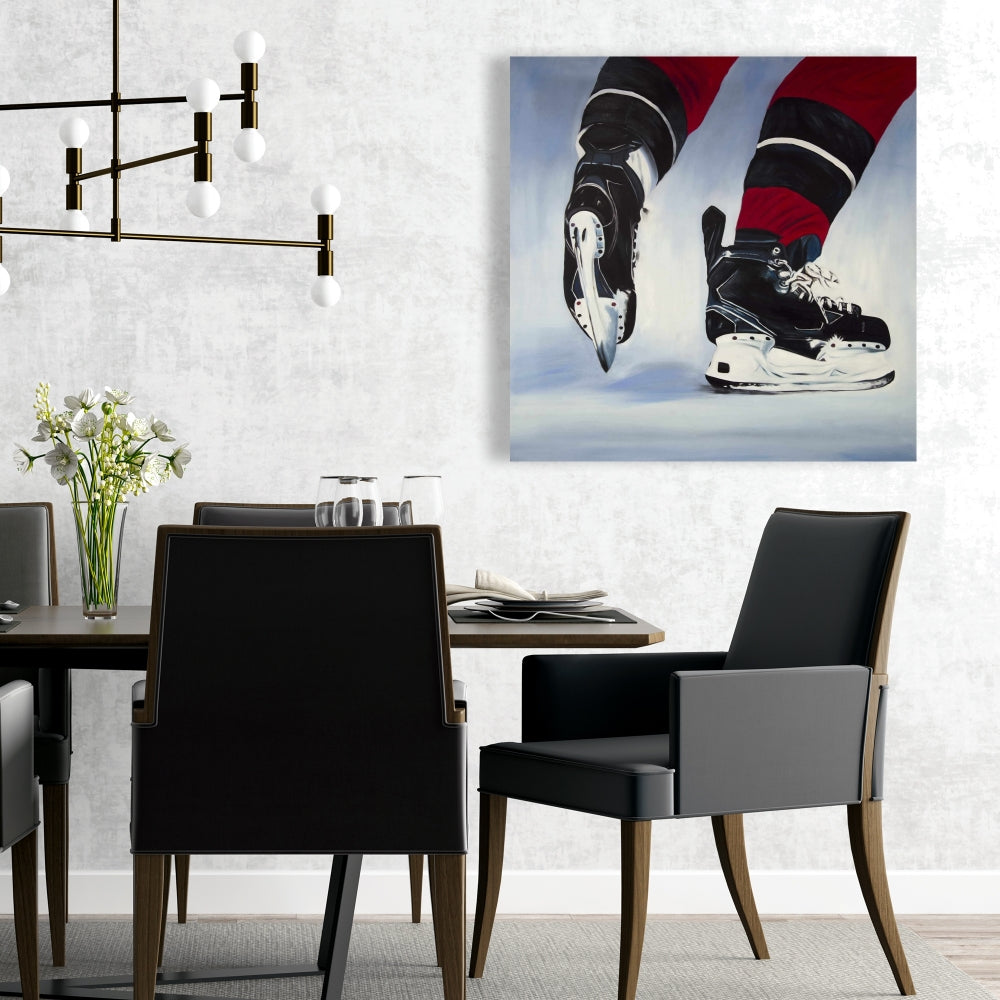 Hockey Player Man Cave Canvas - Sports Shoes Decor for Home