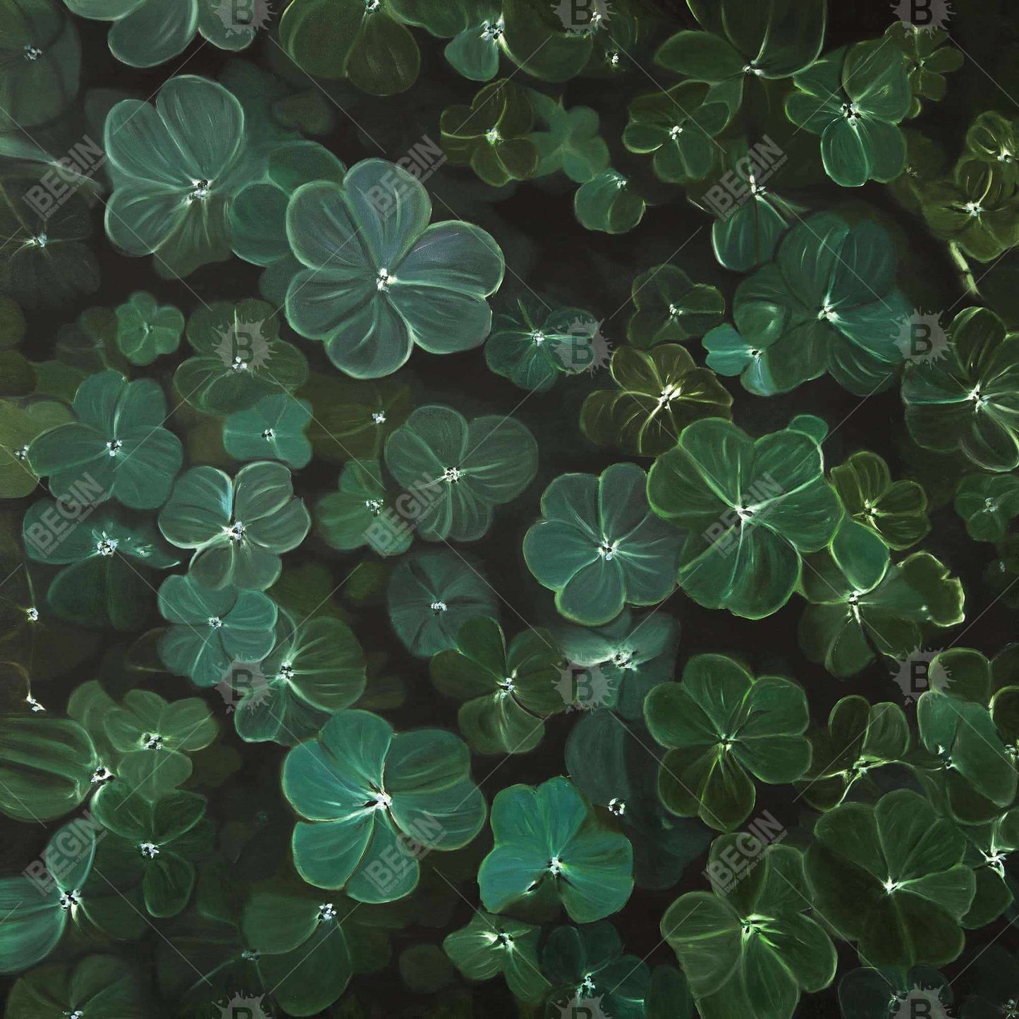 Clovers Botanical Canvas | Hyperrealist Livingroom Decor