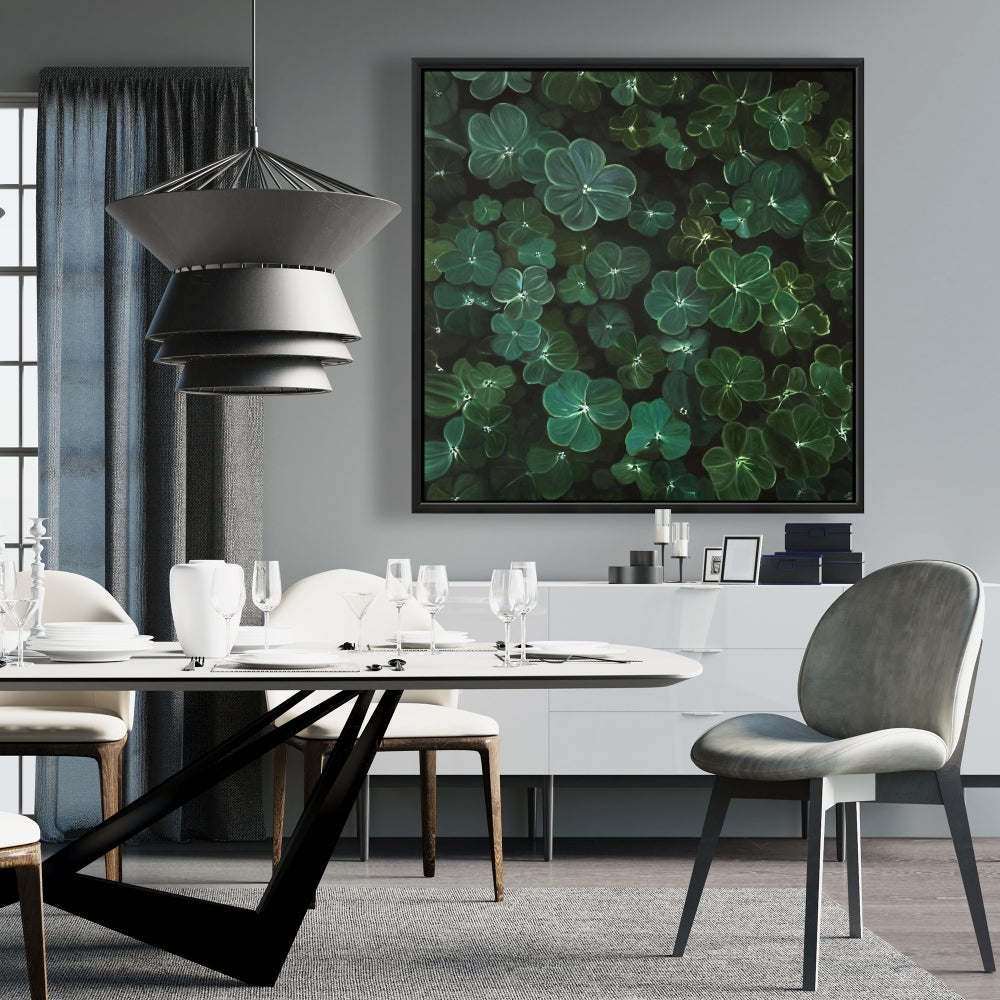 Toile botanique Trèfles – Décoration florale hyperréaliste pour la maison