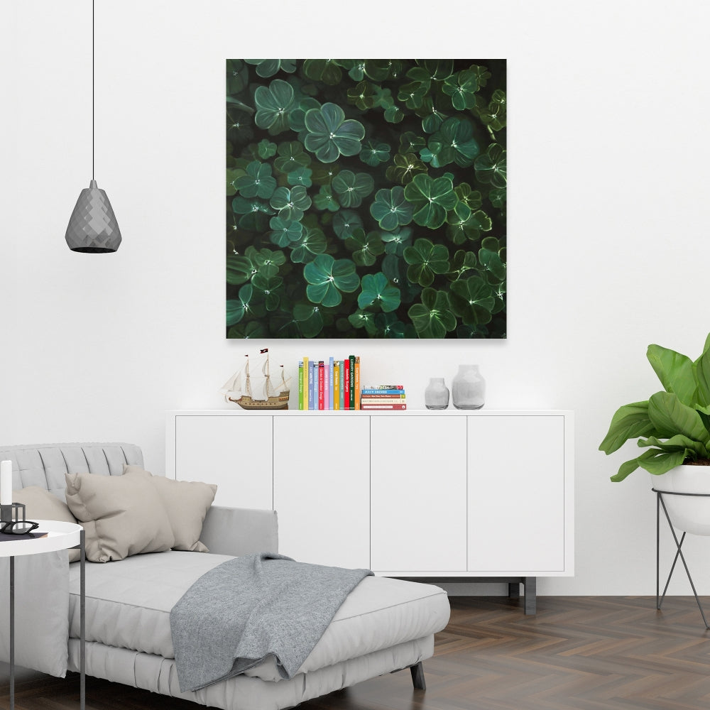Clovers Botanical Canvas | Hyperrealist Livingroom Decor