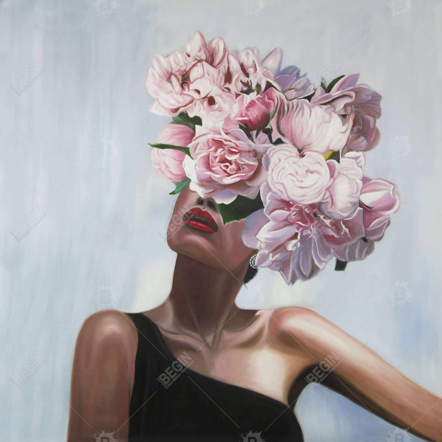See Life in Flowers Pink Canvas | Bedroom Figurative Wall Art