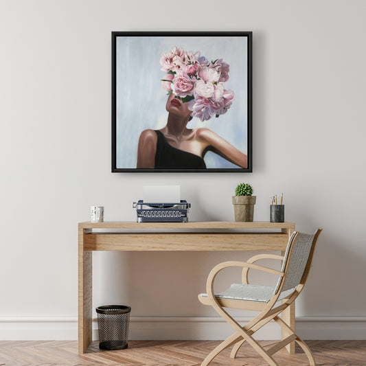 Découvrez la vie dans les fleurs – Toile encadrée rose pour la décoration intérieure