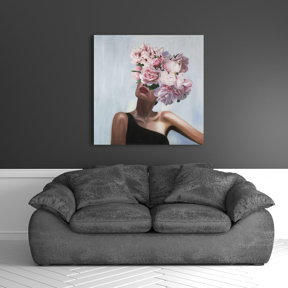 See Life in Flowers Pink Canvas | Bedroom Figurative Wall Art