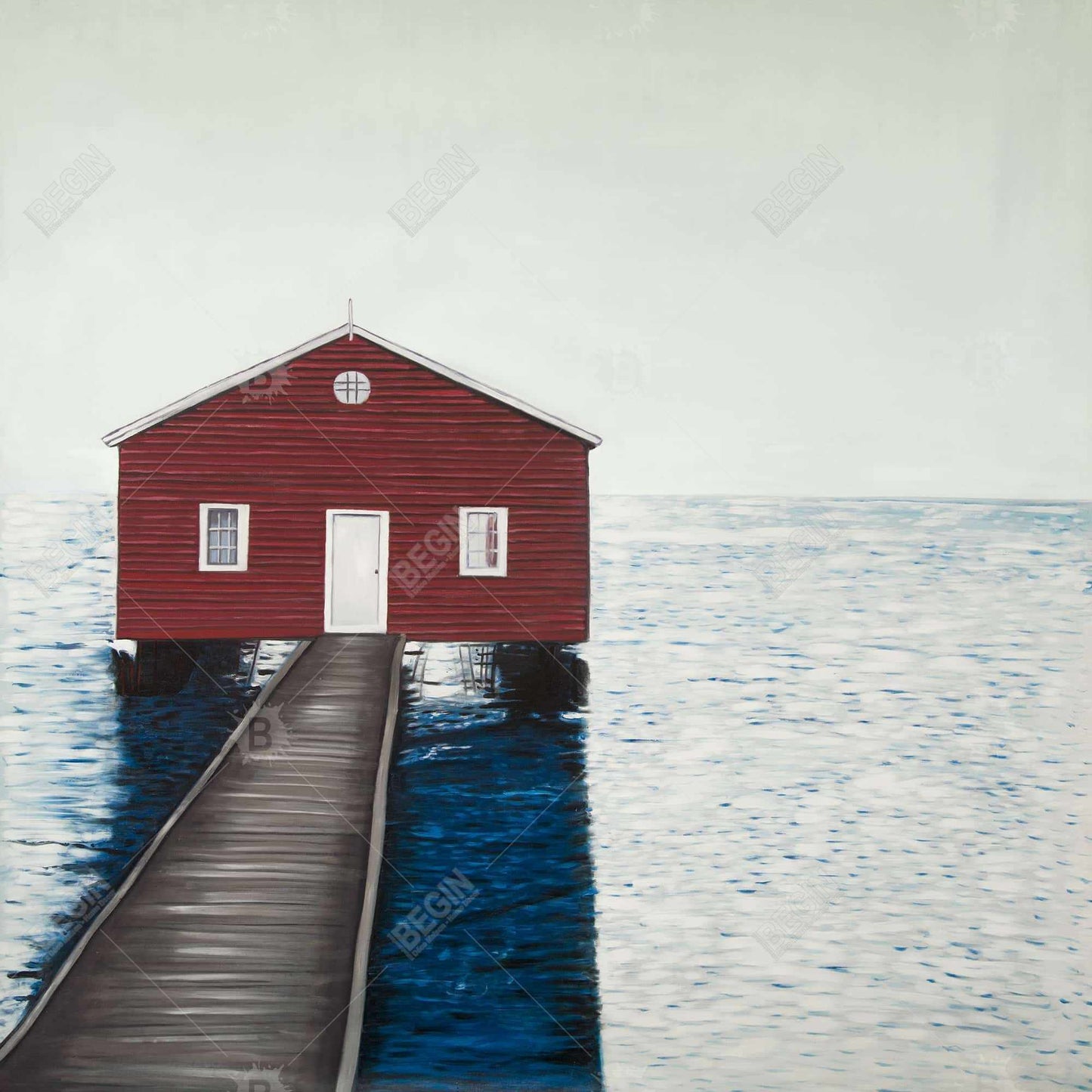 Boathouse Marine Bathroom Canvas - Home Decor Wall Art