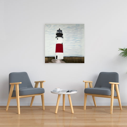 Sankaty Head Lighthouse Coastal Canvas - Home Decor Artwork