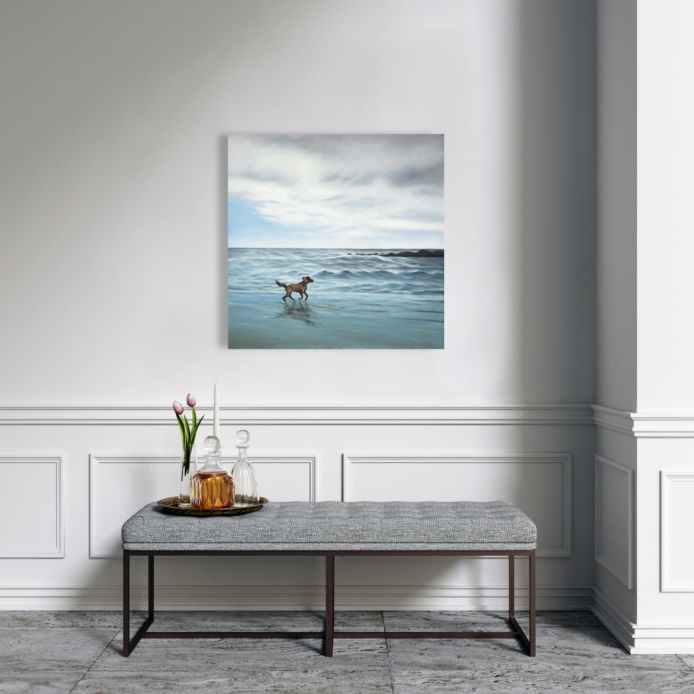 Dog on the Beach Marine Canvas | Home Decor Beach Animals