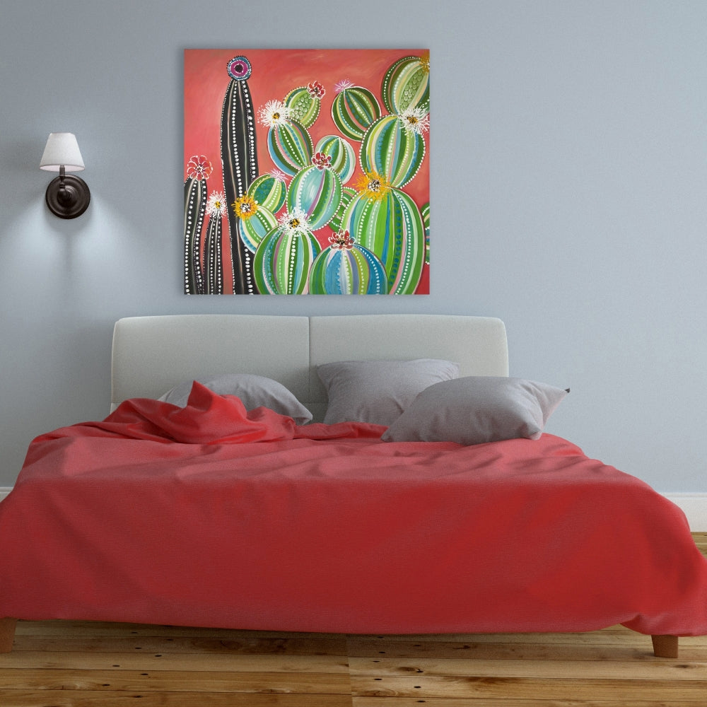 Rainbow Cactus Botanical Canvas | Exotic Livingroom Decor