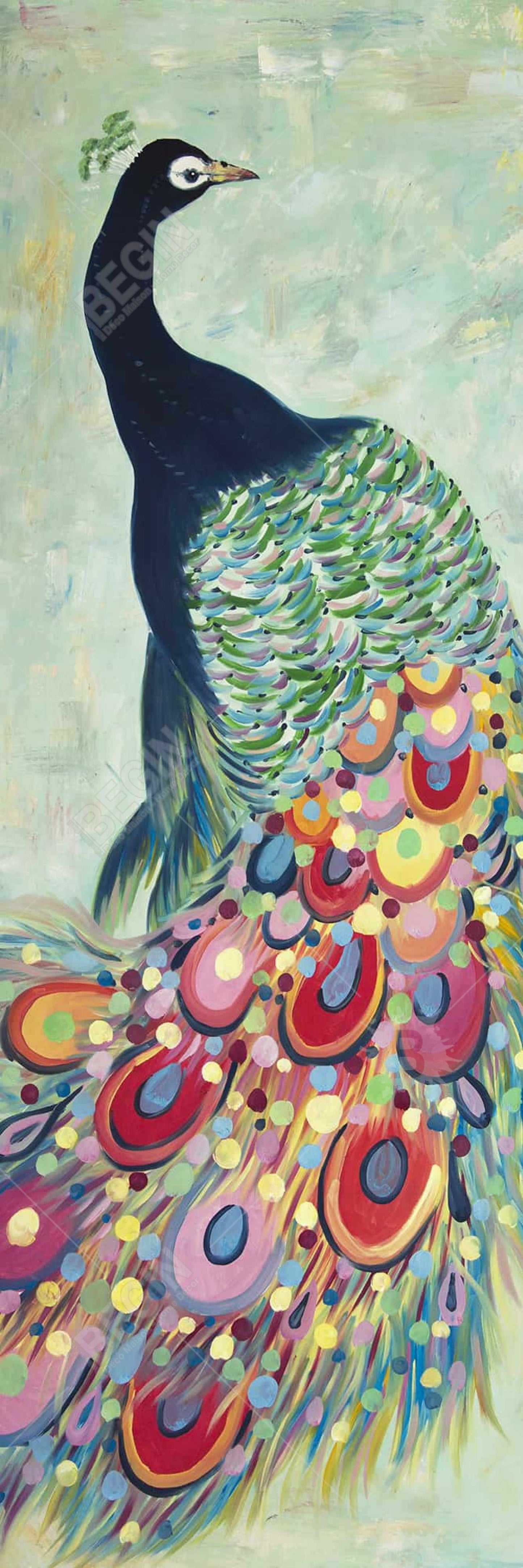 Proud as a Peacock - Blue Canvas Art for Home Decor