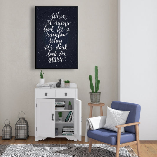 Rainbow and Stars Framed Canvas | Motivational Space Decor