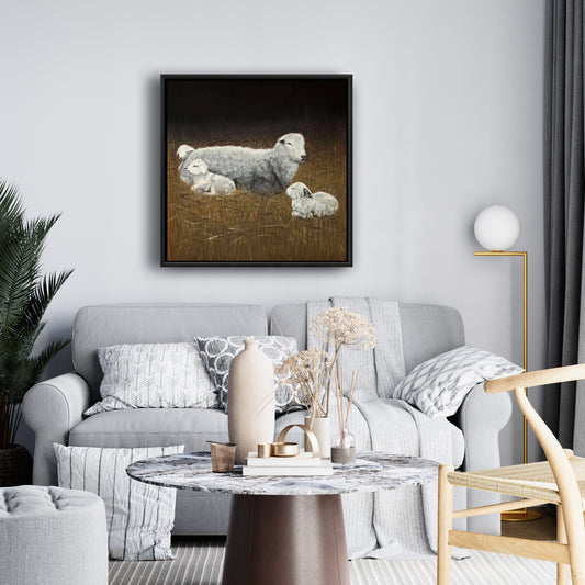 Rustic Farm Animals Canvas | Sheep and Lambs Home Decor