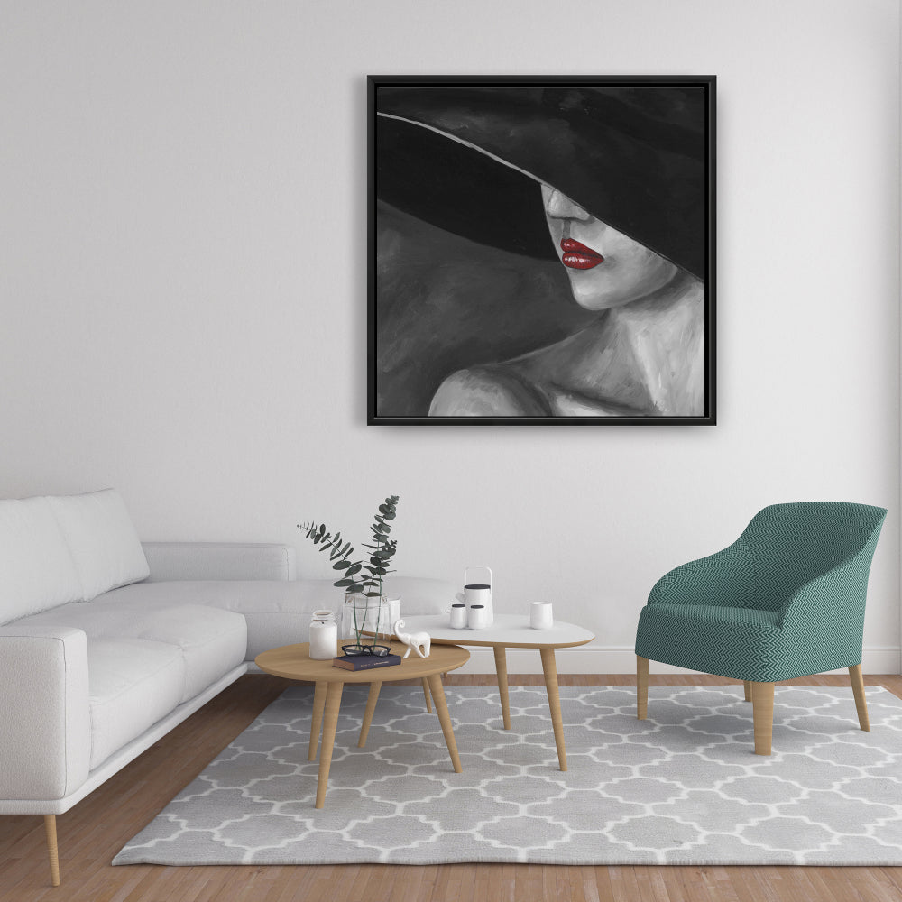 Femme mystérieuse au chapeau | Toile romantique | Décoration d'intérieur