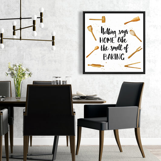 Home & Baking Illustrative Framed Canvas | Decor for Kitchen