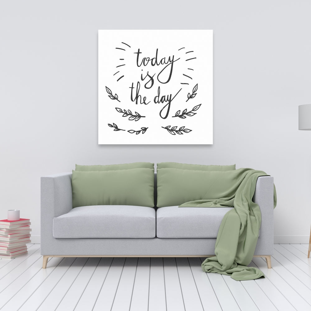 Today is the Day Gray Canvas | Motivational Home Decor