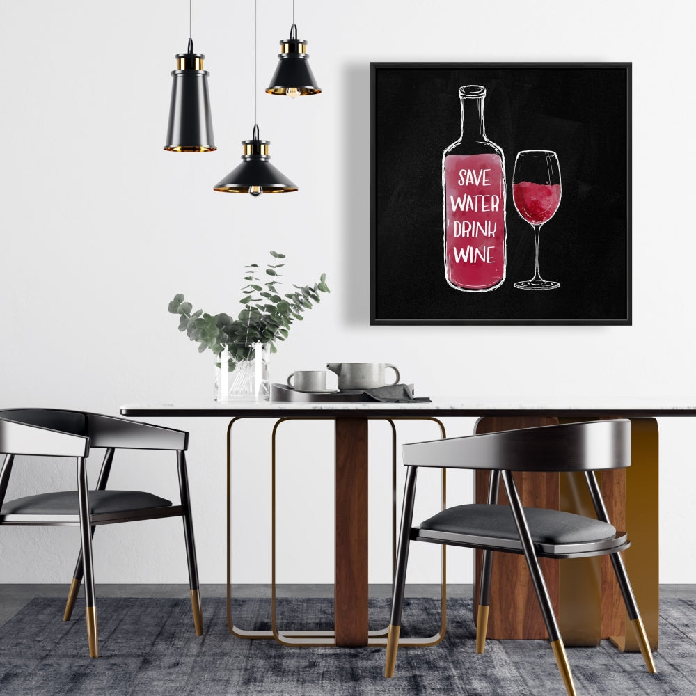 Toile « Économisez de l'eau, buvez du vin » - Décoration murale
