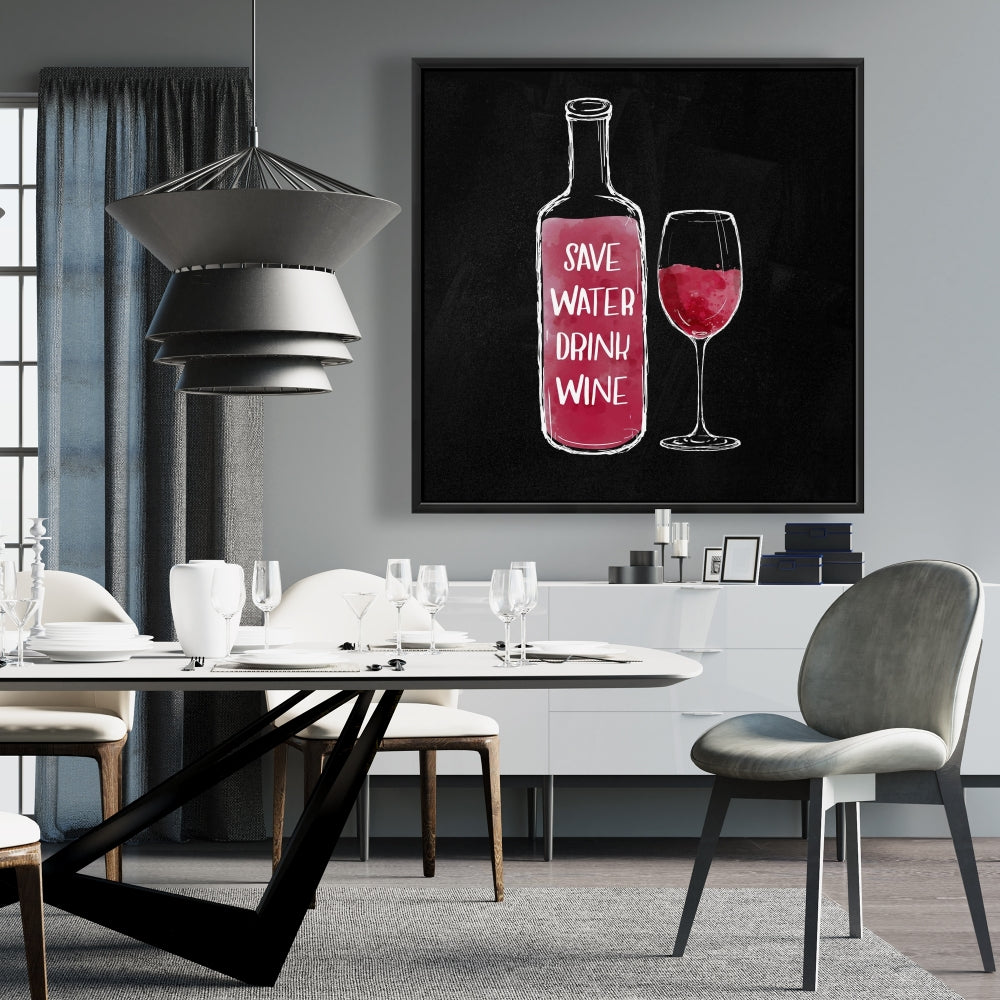 Toile « Économisez de l'eau, buvez du vin » - Décoration murale