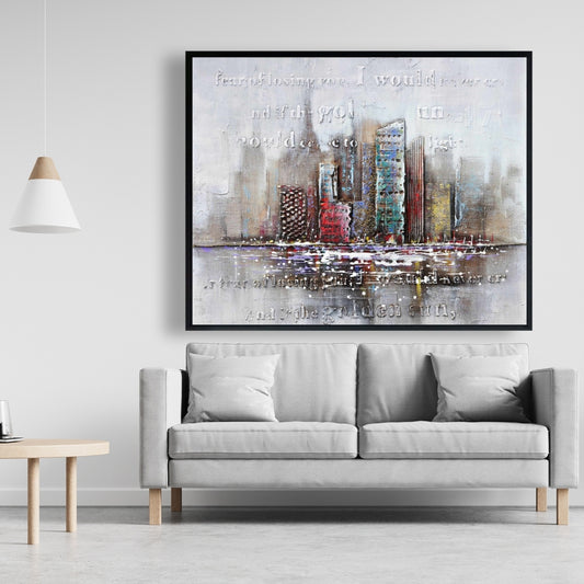 Relief typographique paysage urbain | Toile encadrée pour décoration intérieure