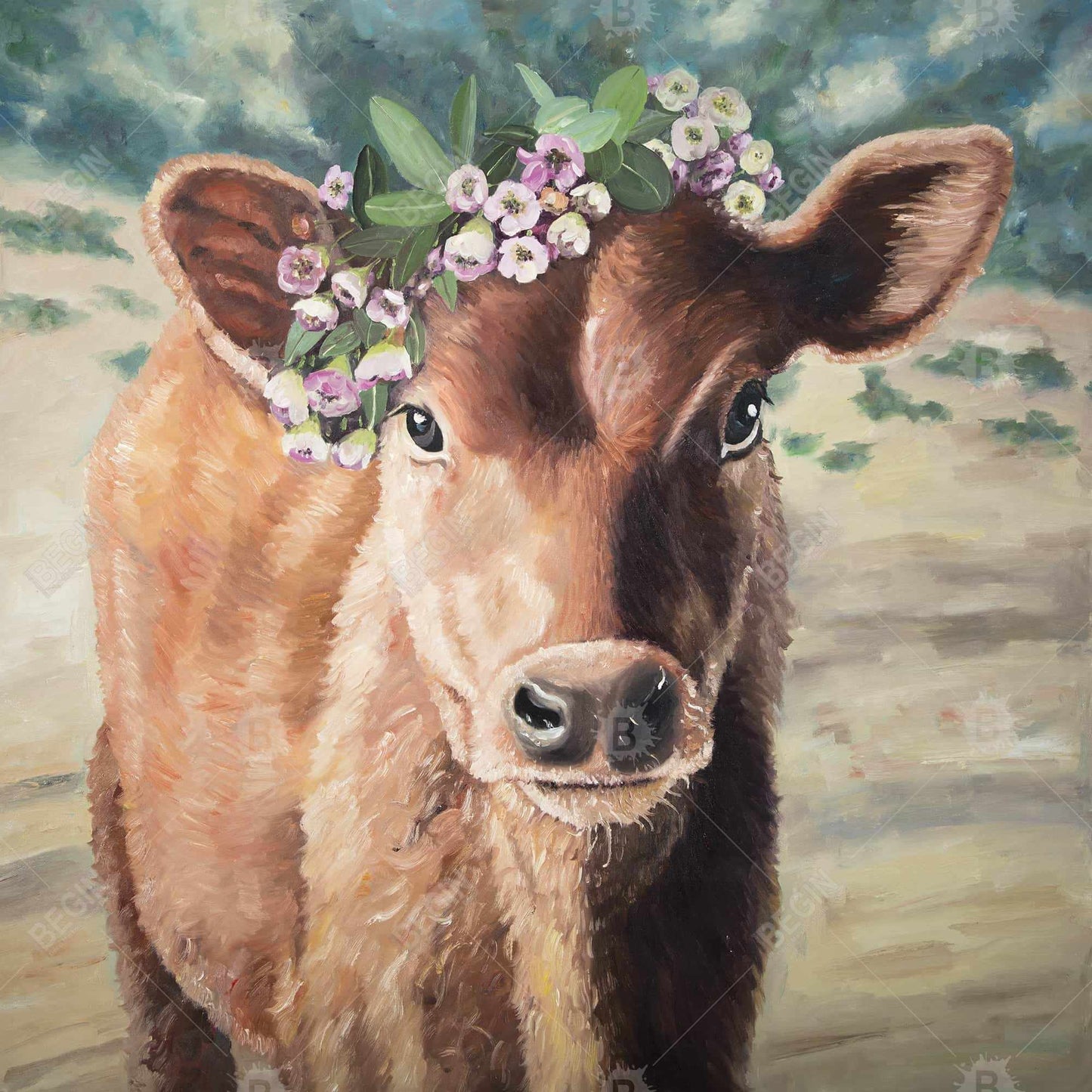 Brown Rustic Animals Canvas | Cute Jersey Cow Home Decor