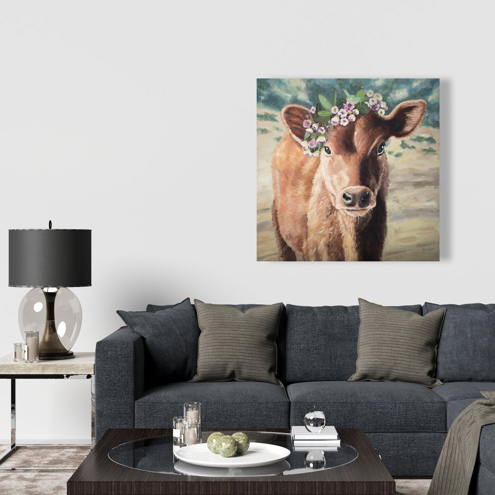 Brown Rustic Animals Canvas | Cute Jersey Cow Home Decor