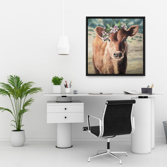 Rustic Cute Jersey Cow Canvas | Bedroom Animal Wall Decor
