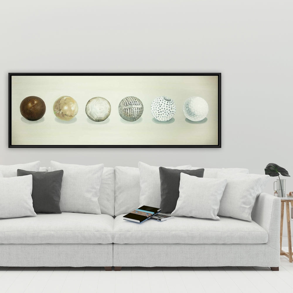 Toile « Évolution de la balle de golf » | Décoration encadrée marron Man Cave