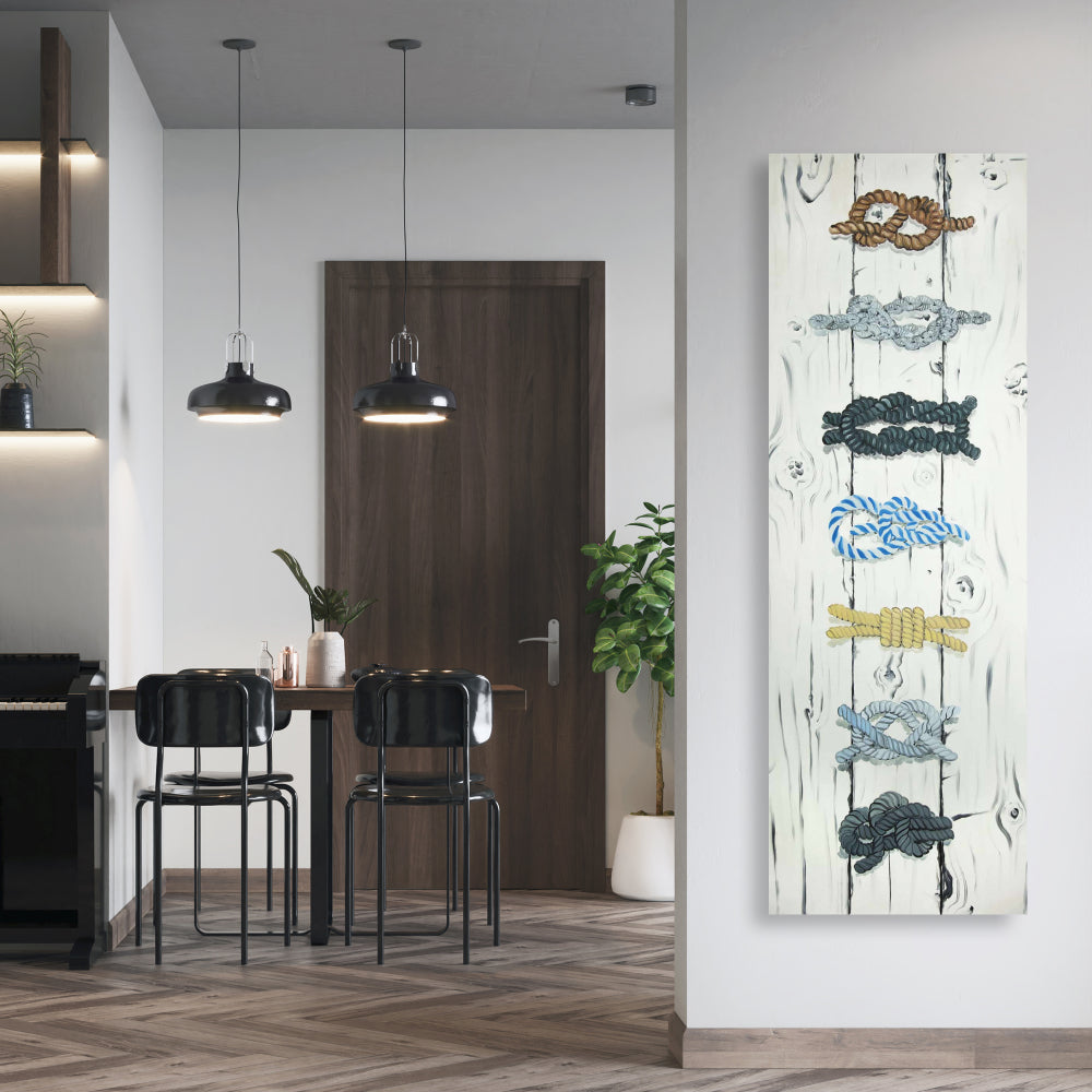 Toile Nœuds marins – Décoration murale bleu marine côtière