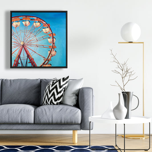 Toile Grande Roue - Décoration de chambre Loisirs - Cadre bleu