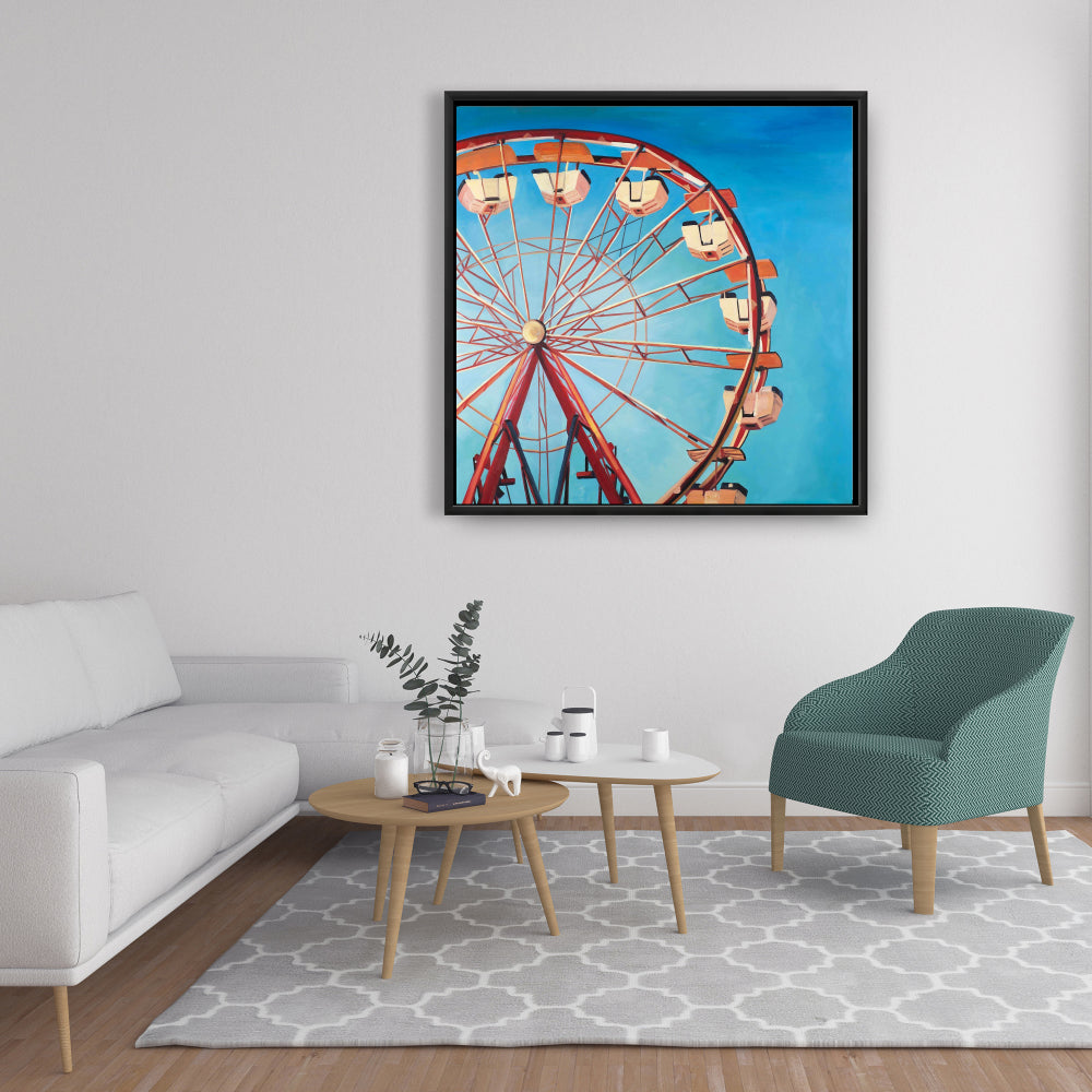 Toile Grande Roue - Décoration de chambre Loisirs - Cadre bleu