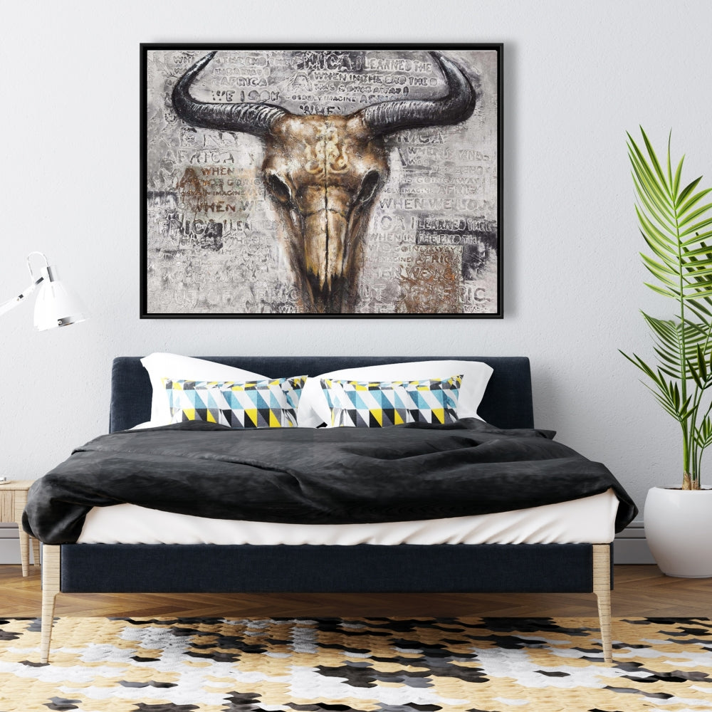 Bull Skull Typography Canvas | Farm Animal Wall Art Decor