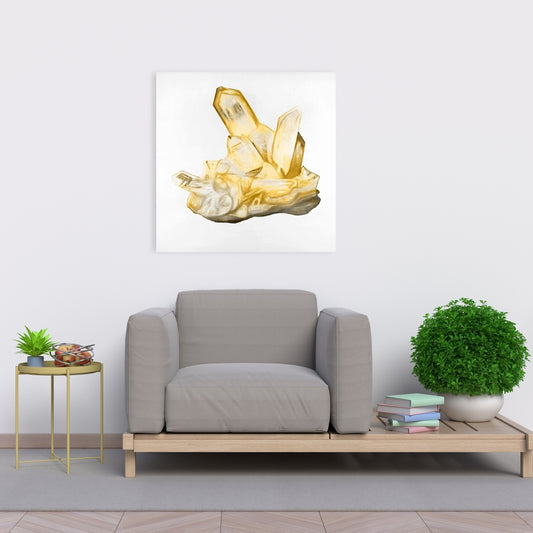 Toile en pierre de citrine | Décoration murale jaune moderne pour chambre