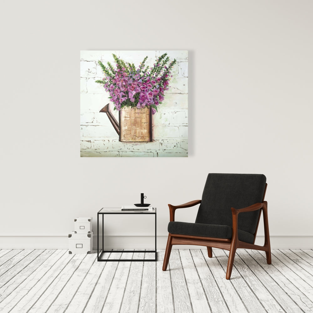 Rustic Purple Foxglove Floral Canvas | Botanical Home Decor