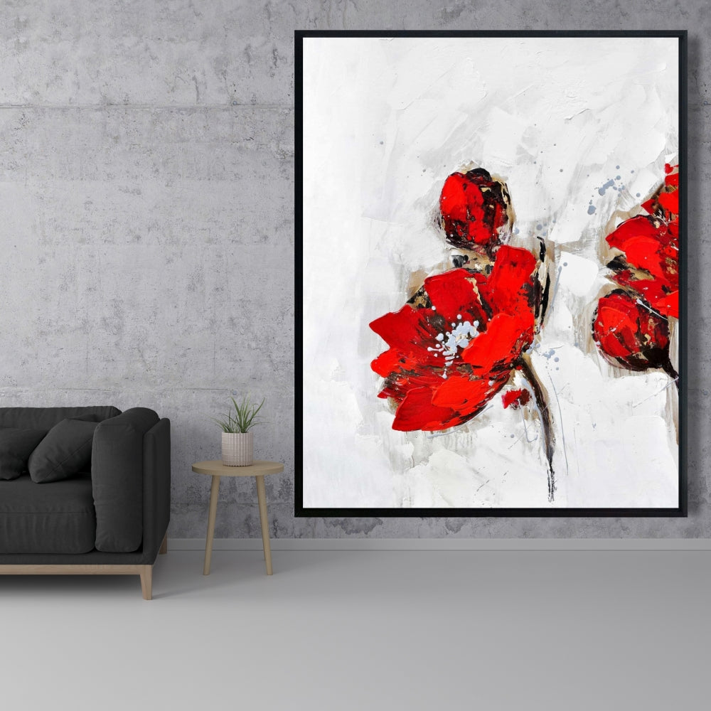 Poppy Flowers Framed Canvas - Contemporary Floral Home Decor