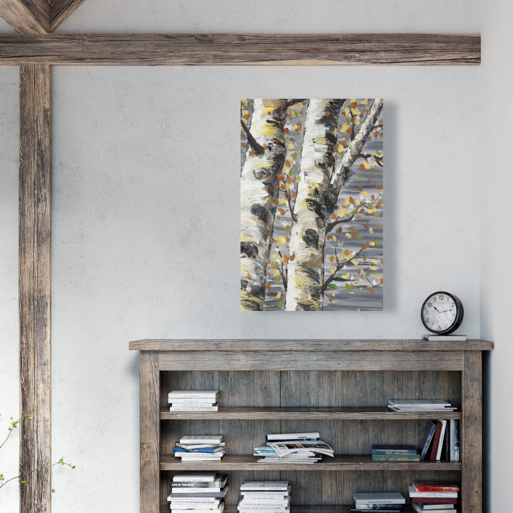 Budding White Birches Canvas | Contemporary Tree Art Decor